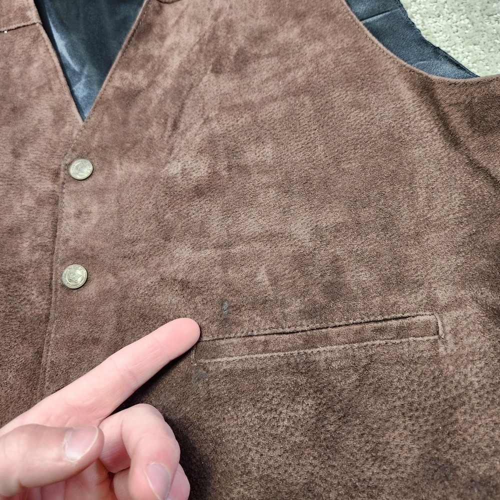 Scully Suede Leather Vest Men Large Brown Waistcoat Snap Button Western Cowboy - Picture 2 of 10
